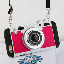 Korean Style Retro Camera Phone Cases For iphone 7 6 6s 5 5s SE Case Fashion Soft Silicone Rubber Back Cover Shell With Lanyard