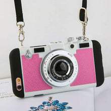 Korean Style Retro Camera Phone Cases For iphone 7 6 6s 5 5s SE Case Fashion Soft Silicone Rubber Back Cover Shell With Lanyard