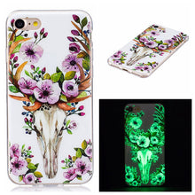 Fashion Luminous Case For iphone 7 7 Plus Funda Cute Embossed Cartoon Pattern Clear Ultra Thin Soft TPU Skin Cover Shell Case