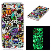 Fashion Luminous Case For iphone 7 7 Plus Funda Cute Embossed Cartoon Pattern Clear Ultra Thin Soft TPU Skin Cover Shell Case