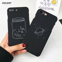 USLION Cute Cartoon Wishing Bottle Planet Moon Phone Case For iPhone 7 6 6s Plus Fashion Starry Sky Hard PC Cases Back Cover