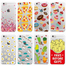 Cute Donuts Fries Before Guys Hearts Unicorn Pizza Soft Clear Phone Case For iPhone 7 7Plus 6 6S 6Plus 5 8 8Plus X SAMSUNG