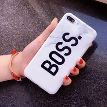 STROLLIFE Letters Queen & Boss Couples Phone Cases For iphone 7 Coque Glossy Marble Case Soft Silicon Cover For iphone 7Plus 6s