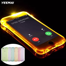 LED Flash Lighting Up Phone Case for Apple iPhone 5 5S SE X 6 7 6S 8 Plus Remind Incoming Call Light Soft TPU Transparent Cover
