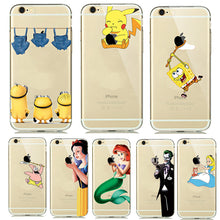 Cute Cartoon Pokemons Go Pikachue Case for coque iphone 7 8 Plus 6S 5S SE Soft Transparent Cover Mermaid Minion Case Accessories