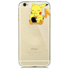 Cute Cartoon Pokemons Go Pikachue Case for coque iphone 7 8 Plus 6S 5S SE Soft Transparent Cover Mermaid Minion Case Accessories
