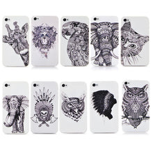 New Design 3D cute Animal World Giraffe Elephant OWL Aztec Pattern Phone Cover Cases For Apple iPhone 4 4S Case Cover Capa Shell