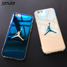 JAMULAR Flyman Jordan Case Cover for iPhone 7 6 6s Sport Basketball Blue-ray Soft Rubber Case for iphone X 8 7 Plus Protective