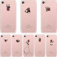 ciciber phone cases Lovely interesting animal pandas design Clear soft silicone TPU case cover for iphone 6 6S 7 8 plus 5S SE X