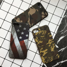 Retro Camouflage American flag Luminous Case For iphone 7 7plus X 8 6 6S Plus Super Man Matte Hard PC Phone Army style Fundas