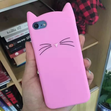 AIBOR Fashion 3D cute cartoon Black beard cat Ear silicone case For iphone X 8 plus 5 5S SE 6 6s 7 plus rubber Coque back cover