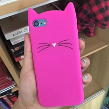 AIBOR Fashion 3D cute cartoon Black beard cat Ear silicone case For iphone X 8 plus 5 5S SE 6 6s 7 plus rubber Coque back cover