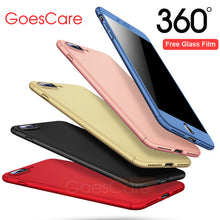 GoesCare 360 Degree Full Body Hard Cover Case For iPhone 7 8 Hybrid Shockproof Case For iPhone 6 6S Plus With 9H Tempered Glass
