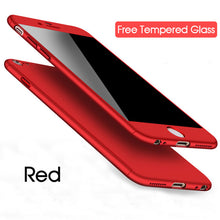 GoesCare 360 Degree Full Body Hard Cover Case For iPhone 7 8 Hybrid Shockproof Case For iPhone 6 6S Plus With 9H Tempered Glass