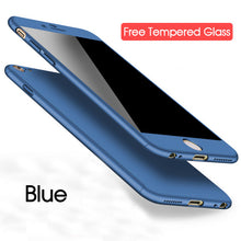 GoesCare 360 Degree Full Body Hard Cover Case For iPhone 7 8 Hybrid Shockproof Case For iPhone 6 6S Plus With 9H Tempered Glass