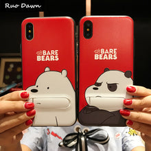 Ruo Dawn Cartoon Bear For iphone 6 6S 7 8 Plus X Phone Cases Soft Silicone+Plastic Shell Cute Cat Fashion Girl Stent Back Cover