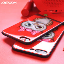 Joyroom Couple phone Case For iPhone 7 Plus cute animal glass Printed Pattern Phone Back Cover for iphone 7 case