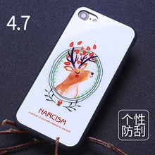 Joyroom Couple phone Case For iPhone 7 Plus cute animal glass Printed Pattern Phone Back Cover for iphone 7 case