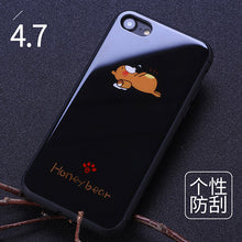 Joyroom Couple phone Case For iPhone 7 Plus cute animal glass Printed Pattern Phone Back Cover for iphone 7 case