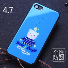 Joyroom Couple phone Case For iPhone 7 Plus cute animal glass Printed Pattern Phone Back Cover for iphone 7 case