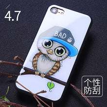 Joyroom Couple phone Case For iPhone 7 Plus cute animal glass Printed Pattern Phone Back Cover for iphone 7 case