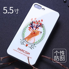 Joyroom Couple phone Case For iPhone 7 Plus cute animal glass Printed Pattern Phone Back Cover for iphone 7 case