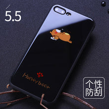 Joyroom Couple phone Case For iPhone 7 Plus cute animal glass Printed Pattern Phone Back Cover for iphone 7 case
