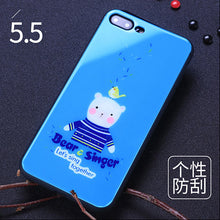 Joyroom Couple phone Case For iPhone 7 Plus cute animal glass Printed Pattern Phone Back Cover for iphone 7 case
