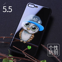Joyroom Couple phone Case For iPhone 7 Plus cute animal glass Printed Pattern Phone Back Cover for iphone 7 case